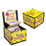 FunBlast Happy Birthday Greeting Cards in Wooden Box - Surprise Cards for Valentine, Wife, Husband, Marriage Anniversary, Birthday, Love Gifts for Girlfriend & Fiancee (Yellow)