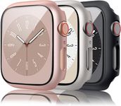 3 Pack Hard Case for Apple Watch Series 3/2/1 38mm with 9H Tempered Glass Screen Protector, [Touch Sensitive] [Full Coverage] Bumper Protective Cover for iWatch 38mm(Black/Starlight/Rose Gold,38mm)