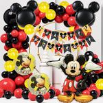 Rozi Decoration Mickey Mouse Theme Birthday Decoration Items Combo Kit | Mickey Theme Birthday Decoration for Boy | Happy Birthday Decoration Mickey Mouse Theme Set of 51 Pcs