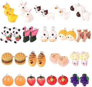 Zakrafo 36PCS Tiny Animals Charm Pendants Mini Resin Cartoon Charm for DIY Jewelry Making Keychains Necklace Bracelets Earrings