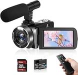 Video Camera, Camcorder 2.7K 30FPS, 30MP 16x Digital Zoom YouTube Camera, Infrared IR Night Vision Camcorder Camera, 3.0" 270° Rotating Screen LED Vlogging Camera Control,2 Batteries with Microphone