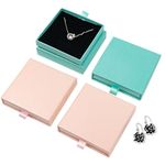 Koceci 4 PCS Jewelry Gift Box Small Cardboard Jewelry Boxes with Lids Gift Case Black Sponge Gift Box for Bracelets,Necklaces,Jewelry,Earrings (Blue and Pink)