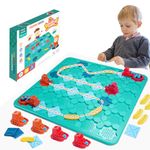 comeder 36 PCS Kids Toys STEM Board Games, Smart Logical Road Builder Puzzle Board Game, Toddler STEM Logical Brain Teaser Maze Race Set for Kids Age 3-10, 4 Car 12 Marble Balls for Multiplayer