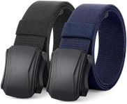 LEACOOLKEY 2 pack men’s belt, tactical nylon belt hiking military webbing belt quick release metal buckle