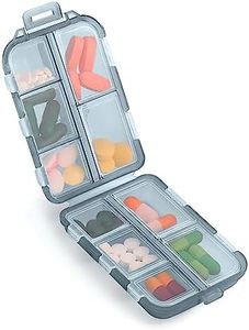 Travel Pill Organizer Box, 10 Compartments Portable Plastic Pill Case, Pill Box Dispenser for Medicines, Vitamin, Fish Oil (Black)