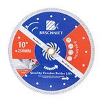 BRSCHNITT Diamond Blade for Concrete Masonry,250mm with Arbor 25.4mm-20mm-16mm Dry/Wet Continuous Rim Diamond Cutting Disc for Granite Marble Stone Hard Concrete Reinforced Concrete