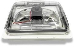 HENG'S INDUSTRIES Zephyr RV 14" Roof Vent Fan | Clear Lid | Remote Powered | White Screen Frame, Collar, & 6" Square Garnish | SV0113-G4/70113V-G4