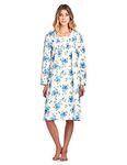 Casual Nights Women's Flannel Floral Long Sleeve Nightgown - Floral Blue - X-Large