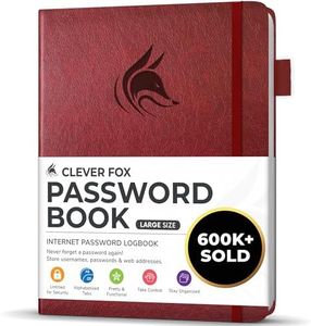 Clever Fox Password Book with tabs. Internet Address and Password Organizer Logbook with Alphabetical tabs. Large Size Password Keeper Journal Notebook for Computer & Website Logins (Wine Red)