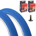 Vandorm Set of Bicycle Tyres 20 x 2.00 (54-406) Drifter BMX Street Blue Tires with Schrader Valve Inner Tubes (Pack of 2)