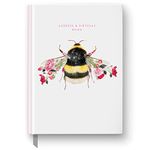 Lola Design - A5 Address & Birthday Book, Botanical Bee Design - Planners & Organisers - Hardcover Notebook with A-Z Alphabet Tabs and Satin Ribbon Marker - 148x210mm, 128 Pages