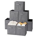 MATANA - 16 Pack Foldable Fabric Cube Storage Boxes, Collapsible Toy Basket for Clothes, Baby, Home and Office Room Organisers - Grey, 27.5cm x 27.5cm x 28cm - Perfect for Cube Shelves, Storage Units