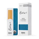 D'Addario Organic Reserve Bass Clarinet Reeds - Reeds for Clarinet - Individually Sealed - 3.0 Strength, 5 Pack