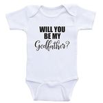 Heart Co Designs Godparent Baby Clothes - Will You Be My Godfather - One Piece Baby Bodysuits, Black Text, 3 Months