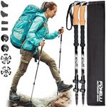 Foxelli Trekking Poles ? Collapsible Lightweight Shock-Absorbent Carbon Fiber Hiking Walking & Running Sticks with Cork Grips Quick Locks 4 Season/All Terrain Accessories and Carry Bag 2 Poles