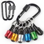 Katerk Bit Holder Keychain Light-Weight Extra 2 Black Carabiners Portable 6 pcs 1/4 inch Hex Shank Drill Screw Adapter Quick-Change Screwdriver Electrician Tools