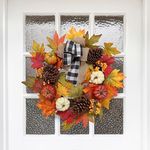 GAOMON 20" Fall Wreath, Autumn Wreath for Front Door with Pumpinks Pinecones Maple Leaves, Fall Door Wreath for Thanksgiving Harvest Home Outside Indoor Wall Porch Decor