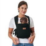 Momcozy WeeSnug Newborn Carrier for 3.2-11.3kg/Waist 64-127cm, Cotton Black