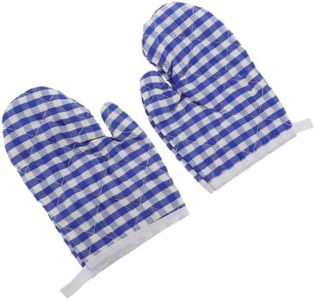 Ciieeo Kids Oven Mitts, 2pcs Mini Checkered Oven Mitts Children Microwave Gloves Kitchen Heats Resistants Cooking Mitts Anti Scald Baking Gloves for Boys Girls Blue