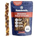 Pawstruck Braided Bully Sticks For Dogs-Bulk Dental Treats Chews 12 Inch Low Odor Pizzle Stix 5 Stick(s)