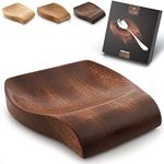 Zulay Sapele Wood Spoon Rest For Kitchen - Smooth Wooden Spoon Holder For Stovetop With Non Slip Silicone Feet - Perfect Holder For Spatulas, Spoons, Tongs & More