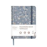 Rileys & Co. Password Book with Alphabetical Tabs, Password Keeper, Password Books for Seniors, Password Notebook for Internet Login, Website, Username (Terrazzo, Blue, 15.2 x 11.4 cm)