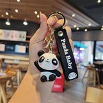 Penny Wise® Cute Baby Panda 3D Keychain | Keyring & Quirky Bag Charm | Hard Silicone,Unbrekable | Travel Essential | Kids Friendly | Strap & Bag Hook | Single Piece. (Hand Up)