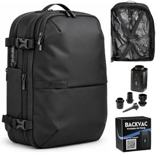 Backvac Travel Backpack 60L Expandable Air Compression System Water Resistant TSA Lock Carry-On Suitcase Luggage (Black)