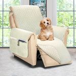 ASHLEYRIVER Reversible Recliner Chair Cover, Recliner Covers for Dogs,Recliner Slipcover,Recliner Covers for 3 Cushion Couch,Couch Protector(Recliner Oversize:Beige)