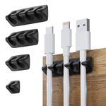 Cable Clips, Mojimdo 5 Pack Cable Management for Desktop, Cord Clip Holder for Micro USB Type C iPhone USB to Lightning Charging Cable, Adhesive Cable Organizer for Bed Nightstand Desktop Under Desk