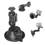 SMALLRIG Double-Layer Suction Cup Mount for GoPro Hero 11/10 / 9, for DJI Osmo Action/Procket, for Insta360 X3, Double Ball Head Support 360° Rotation, Mount on Car Windshield/Window SC-1K - 4193