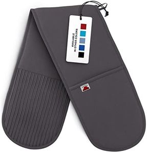 Big Red House Grey Double Oven Mitt Kitchen Protection, Pack of 1 34x7.5 inches Heat Resistant Cotton, Professional Grade with Terrycloth Lining