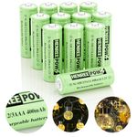 Henreepow Ni-MH 2/3AAA 1.2v 400mAh Rechargeable Batteries,Low Self-Discharge, Long Range with Button Top for Solar Lights,Length 2/3 The Size of AAA Batteries(12 Pack)(Not AAA Size Batteries)