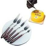 5 Pieces Painting Knives Stainless Steel Spatula Palette Knife, Baking Pastry Tool Mixing Scraper Set Oil Paint Metal Knives Wood Handle, Cake Icing Oil Painting Decorating Scraper Cream Toner Tool