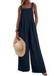 Dokotoo Womens Oversized Navy Blue Jumpsuits for Women Overalls Loose Casual Wide Leg One Piece Sleeveless Solid Jumpsuit Long Pant Rompers with Pockets 2024 Fashion X-Large