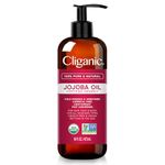 Certified Organic Jojoba Oil 473ml with Pump | 100% Pure Natural Cold Pressed Unrefined, Hexane Free Carrier Oil | for Hair Face & Nails | Cliganic 90 Days Warranty