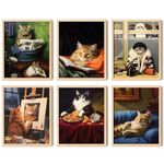 EXCOOL CLUB Funny Cat Poster - 8x10 Inch | 20x25 cm Cat Art Wall Decor, Cute Cat Pictures, Kitty Cat Wall Art Prints, Funny Animal Painting for Cat Lovers Bedroom Decorations (UNFRAMED)