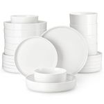 MALACASA 24 Pieces Porcelain Dinnerware Set, Modern White Dish Set for 6, Premium Serving Plates and Bowls Sets, Chip and Scratch Resistant Dishware Sets Kitchen Dishes Dining Ware Set, Series LEAH