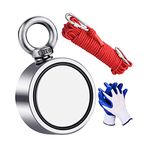 Magnet Fishing, Fishing Magnet, 1000 lb(454 kg) Pulling Force Double Sided Strong Neodymium Magnet Fishing Kit with Rope and Gloves, Perfect for Magnet Fishing and Salvage in River - 75mm Diameter