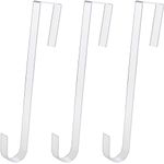 Non Scratch 100% Clear 12in Wreath Hanger 3Pk. Slim Christmas Wreaths Holders for Hanging Fall Halloween Decorations Over Front or Garage Door. Best Long Hooks for Indoor or Outdoor Home Decor.