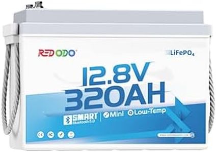 Redodo 12.8V 320Ah Mini LiFePO4 Lithium Battery, 15000+ Deep Cycles, IP65 for RV Boondocking & Off-Grid, w/Bluetooth & Low-Temp Cutoff, 4 Pack