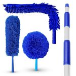 High Ceiling Duster Kit | Webster Cobweb Duster with Extension Pole | Ceiling Fan Duster 13 to 20 Foot Reach Telescope Pole | Lightweight Extendable Feather Like Dusters