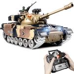 Supdex RC Tank, 1:18 Alloy Metal US M60 Remote Control Army Model Toys That Shoots BBS, 2.4Ghz RC Vehicle with Smoke, Sound and Lights, Military Tank for Adults and Kids 6+ Year Old