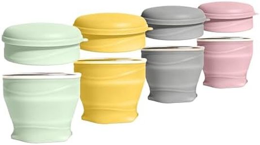 zhuzhiloono Collapsible Cup 4-Pack with Lids - 6oz Mini Silicone Folding Travel Cup with Stainless Steel Rim - BPA Free Small Portable Pocket Cups for Camping, Hiking, Kids, Mouthwash & Pills
