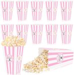 K KUMEED 20 pcs Movie Night Large Popcorn Favor Boxes,7.8 Inches Tall Pink & White Striped Popcorn Bowls Popcorn Buckets Popcorn Bags for Movie Theater Movie Night Favors Movie Theme Party Supplies