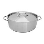 Update International SBR-15 15-Quart Induction Ready Stainless Steel Brazier with Cover, Silver