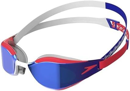 Speedo Lunettes de Natation Fastskin Hyper Elite, Lunettes de Compétition, Hydrodynamiques Lunettes de Natation pour Mixte Adulte, Blanc/Bleu Cobalt Profond/Pastèque, Taille unique
