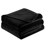 Prime Linens Fleece Throw Blanket Bed Throw Luxury Super Soft Warm 450 GSM Fluffy Cozy Bed Blanket Sofas Chair Couch Bedrooms Sizes Small & Large (Black, Double (150x200))