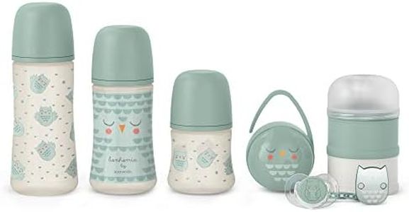 Suavinex, Set Premium Recién Nacido. Biberones de 150 ml/270 ml/360 ml + Chupete 0-6 Meses con Tetina Fisilógica SX Pro + Dosificador de Leche + Portachupetes Duo + Broche Pinza. Verde