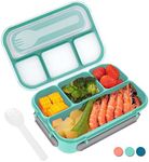 Bento Box,Bento Box Adult Lunch Box, Lunch Box Containers for Toddler/Kids/Adults, 1300ml-4 Compartments&Fork, Leak-Proof, Microwave/Dishwasher/Freezer Safe, Bpa-Free(Green)